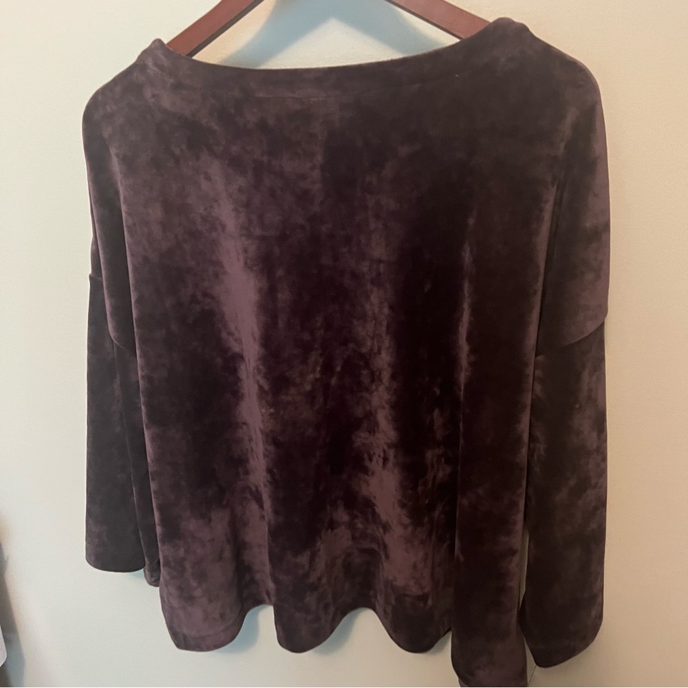 J Jill pure Jill  Velvety velour Top Rich Purple soft dropped shoulder size XL - Picture 7 of 7